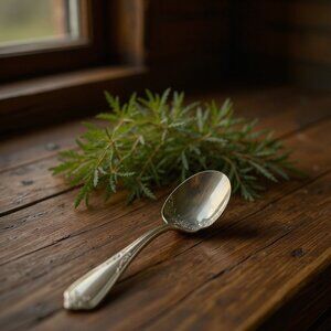 Antique Rogers Bros 1910 Concord Floral Swirl Sugar Sauce Spoon Nickel Silver